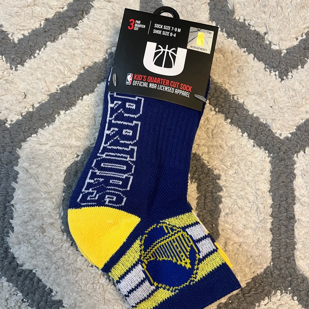 Warriors Blue and Yellow Kid’s Quarter Cut Socks